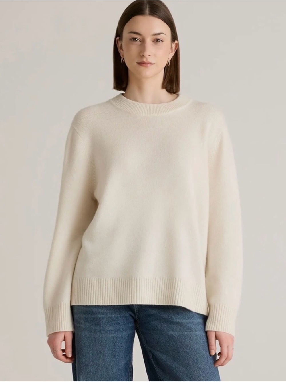 Quince cashmere oversized crewneck sweater ivory size M